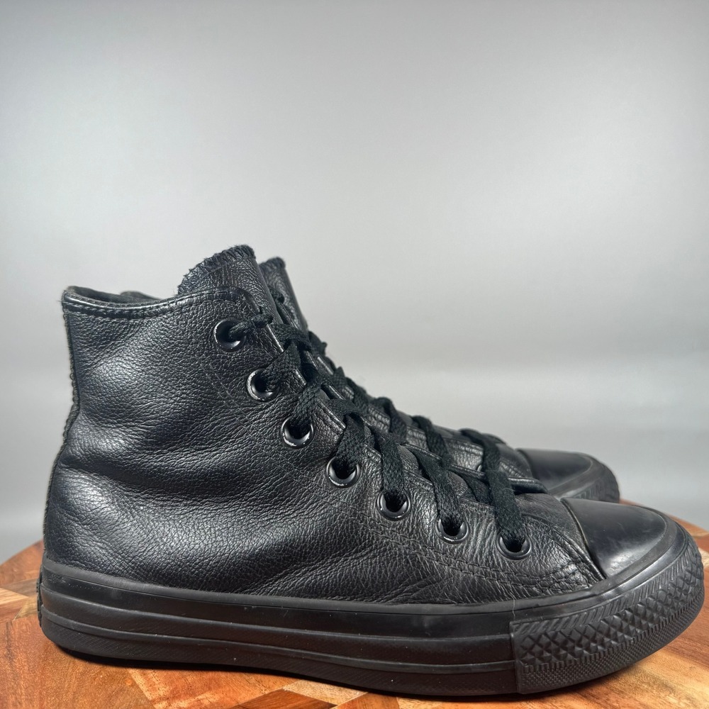 Converse Chuck Taylor All Star High Top Black Leather Sneakers 135251C Womens 5